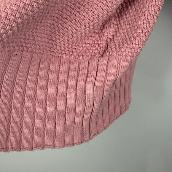 Free People Beach Cotton Knit Cardigan Sweater Pink Oversized Large Tiny Flaw - Picture 12 of 15